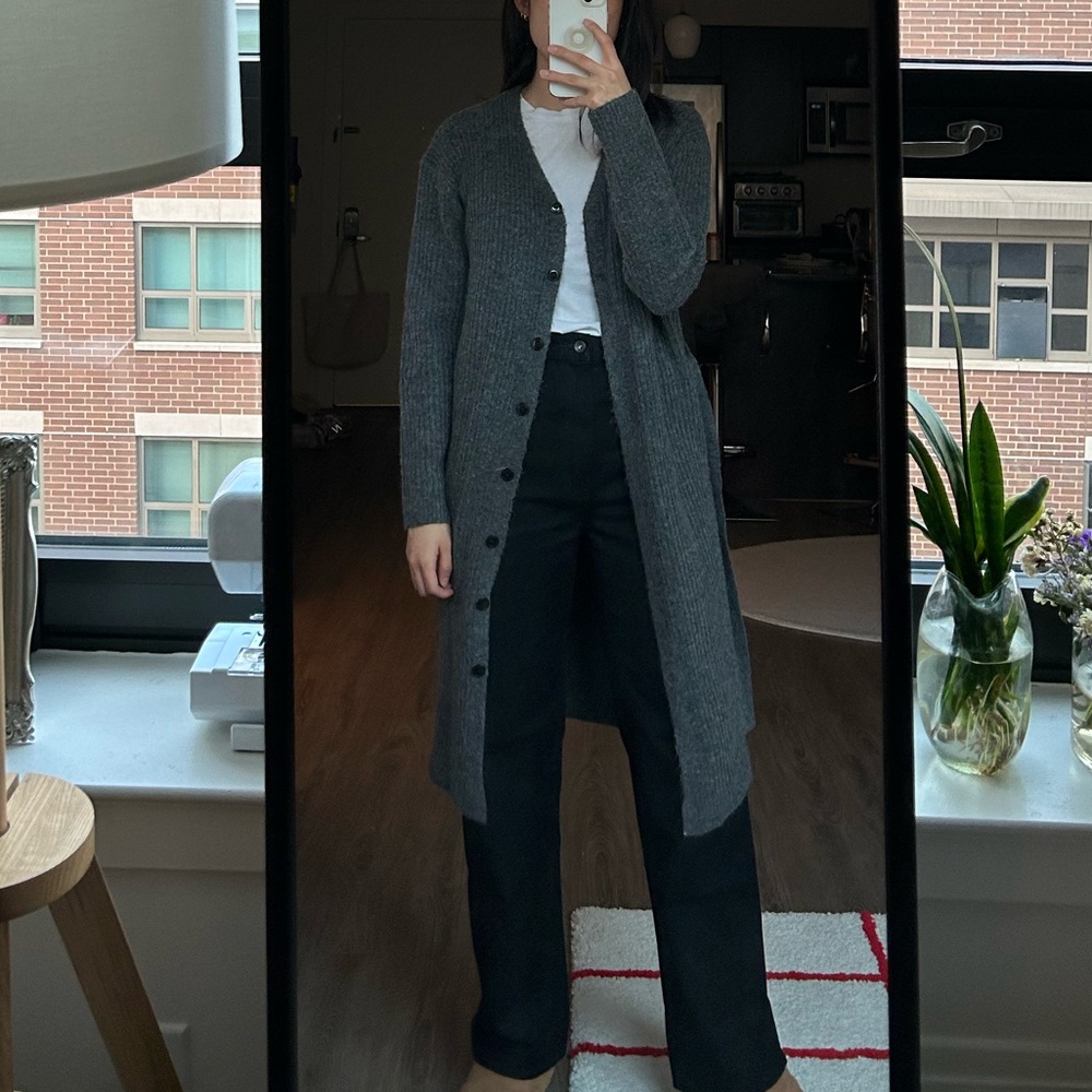 Grey Ribbed Cardigan